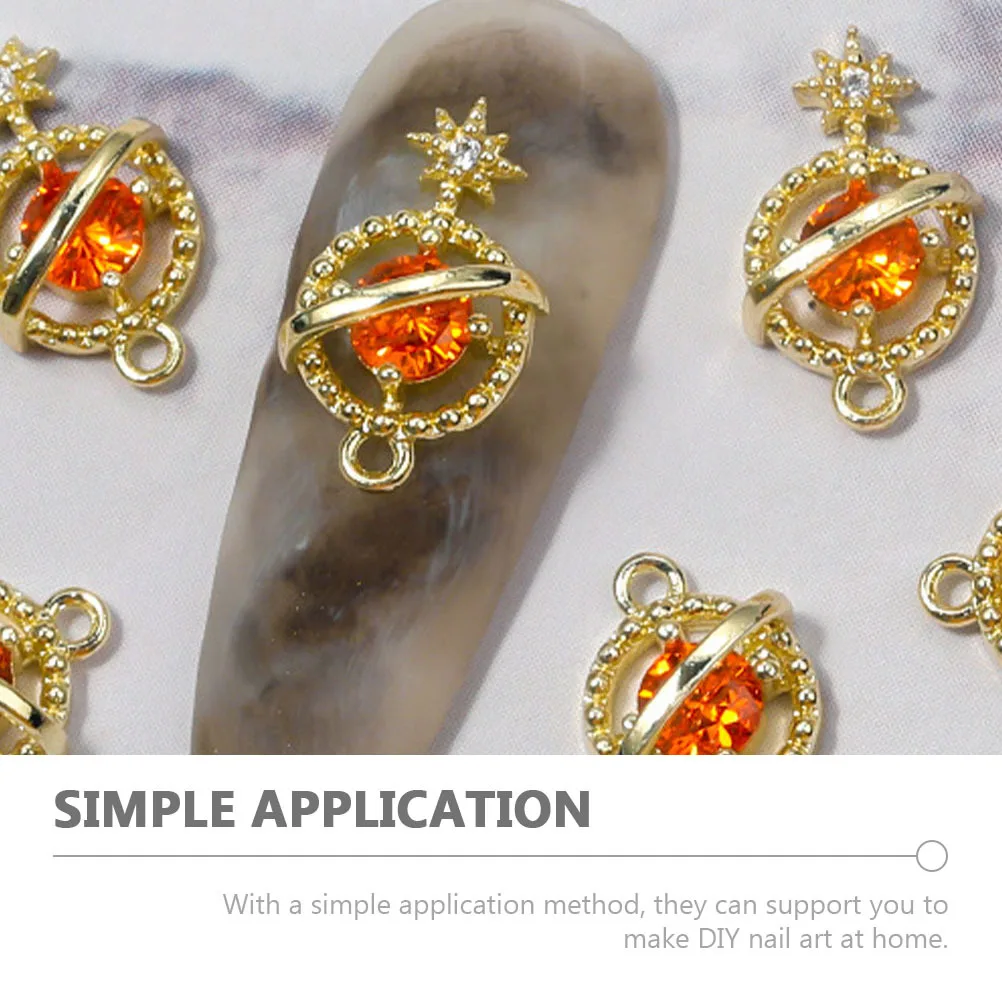 6 قطع مانيكير كوكب سحر الزركون مسمار ديكور أنيق DIY مسمار الفن الديكور مجموعة لنتائج مانيكير جميلة #2