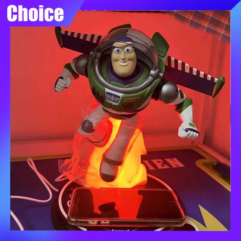 

Buzz Lightyear Action Figure With Lighting With Wireless Charging For Phone Cartoon Modle Desktop Decor Collection Birthday Gift