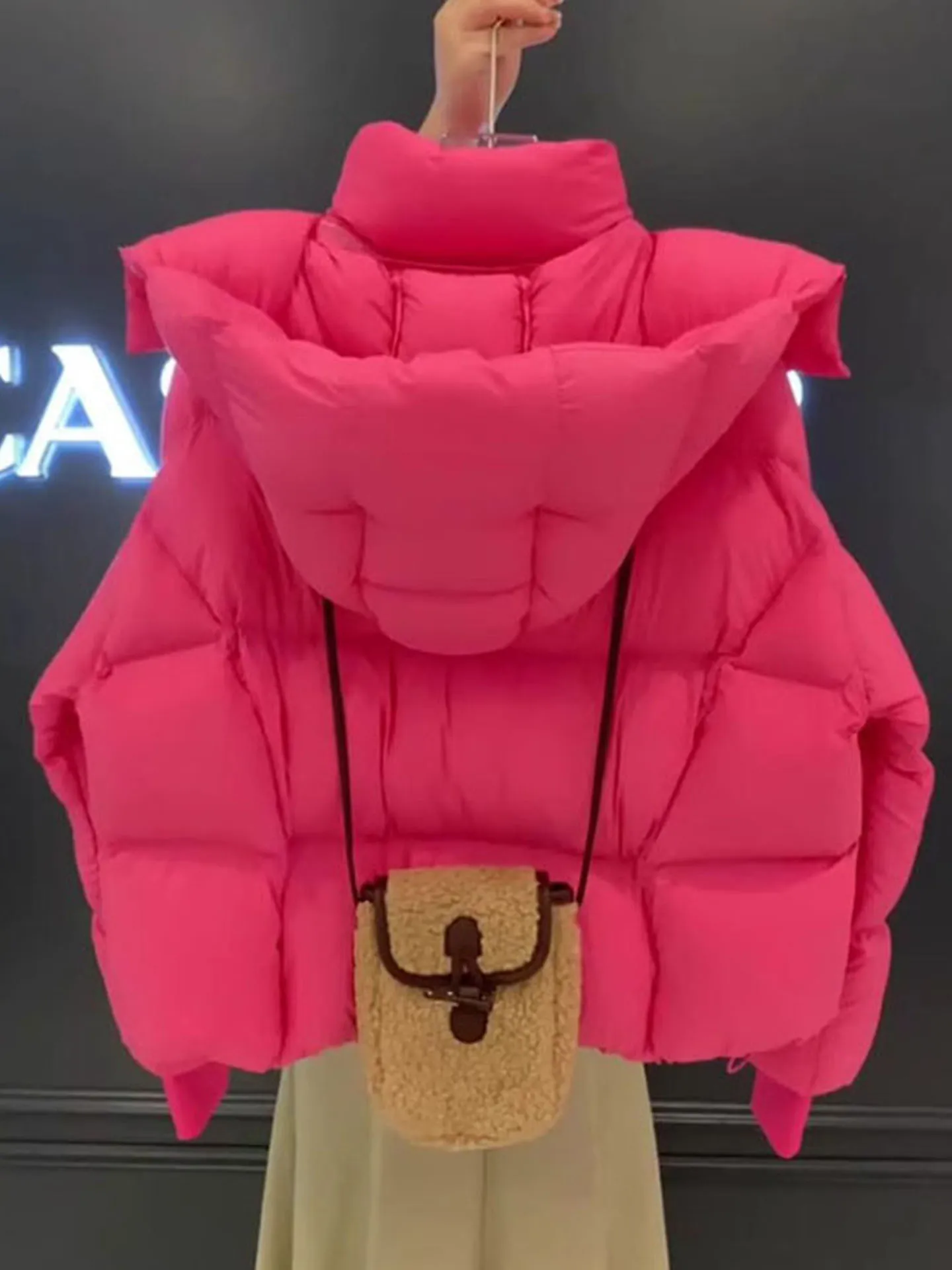 Sli ort Puffer Jaet Women's Fuchsia Pink 2025 New Winter Thi Outerwear Commute Sle Regular Fit White Du down