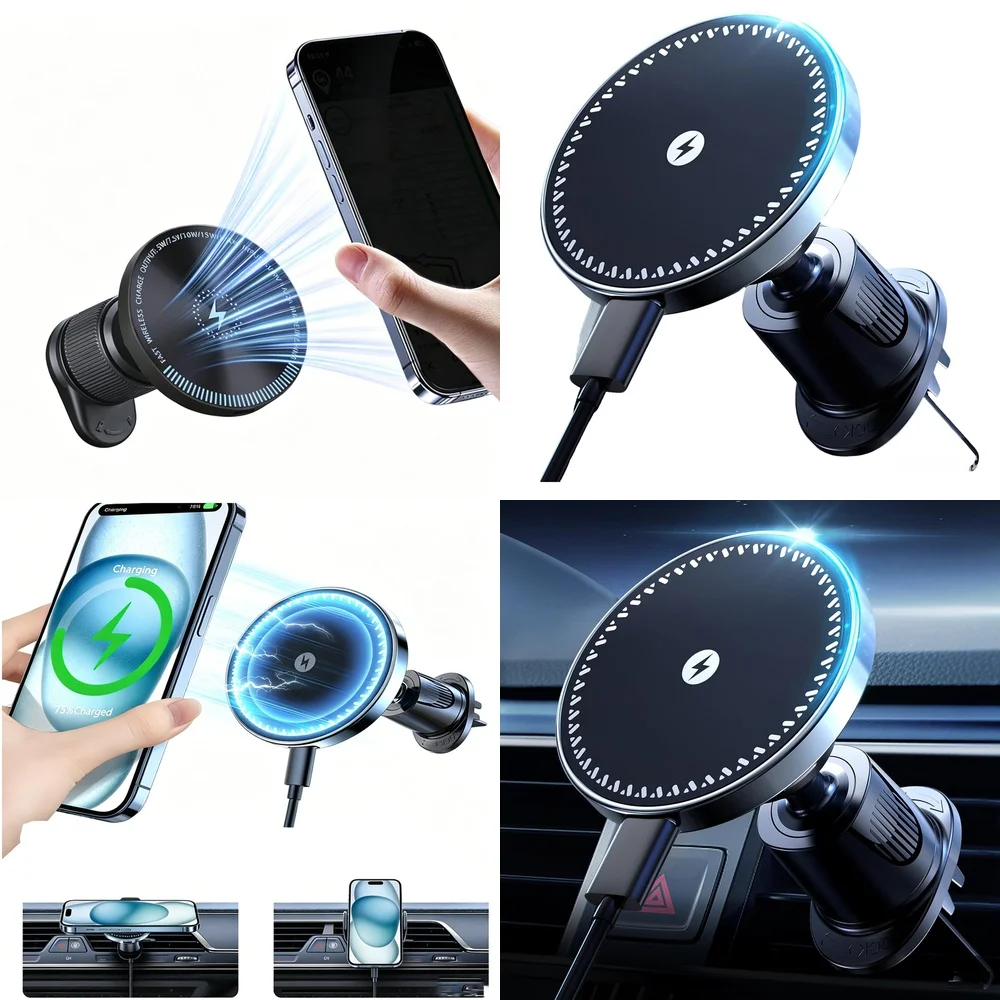 Electronic Accessories New Trending Product 2026 Magnetic Wireless Car Charger Air Vent Car Phone Holder Consumer Products