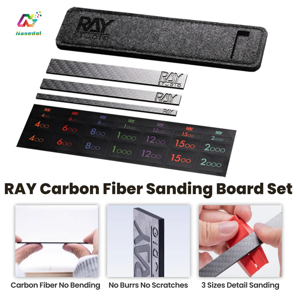RAYSTUDIO Rectangle Carbon Fiber Sanding Board 5/10/15mm Assembly Sanding Tool for Military Gunpla Scale Model Building Tools