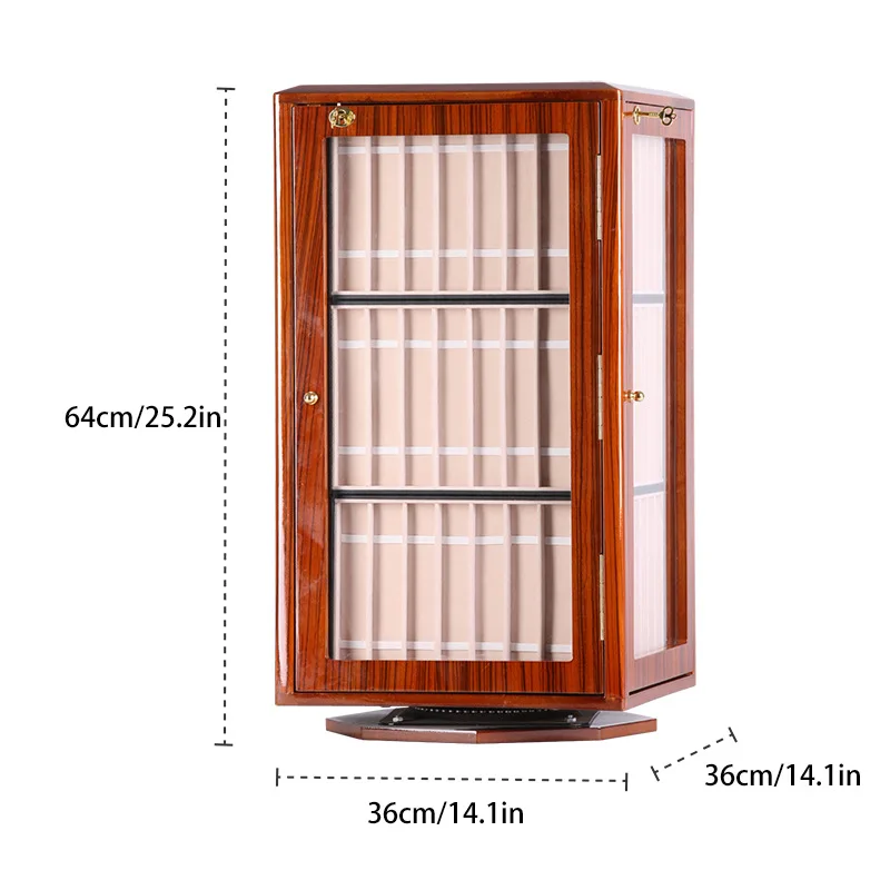 Schränke mit mehreren Lackierungen für Uhrenarmbänder, Aufbewahrungsschränke mit roter Holzmaserung, Schmuckvitrinen