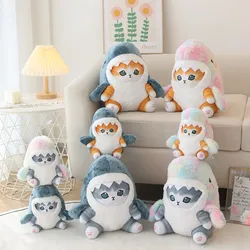 20cm/33cm Big Size Kawaii Shark Cat Plush Toy Creative Shark Cosplay Dolls Stuffed Soft Animal Pillow