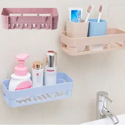 3M Self Adhesive Storage Rack Kitchen Bathroom Wall Storage Shelf Hanging Rack Corner Basket Holder Organizer Home Decoration