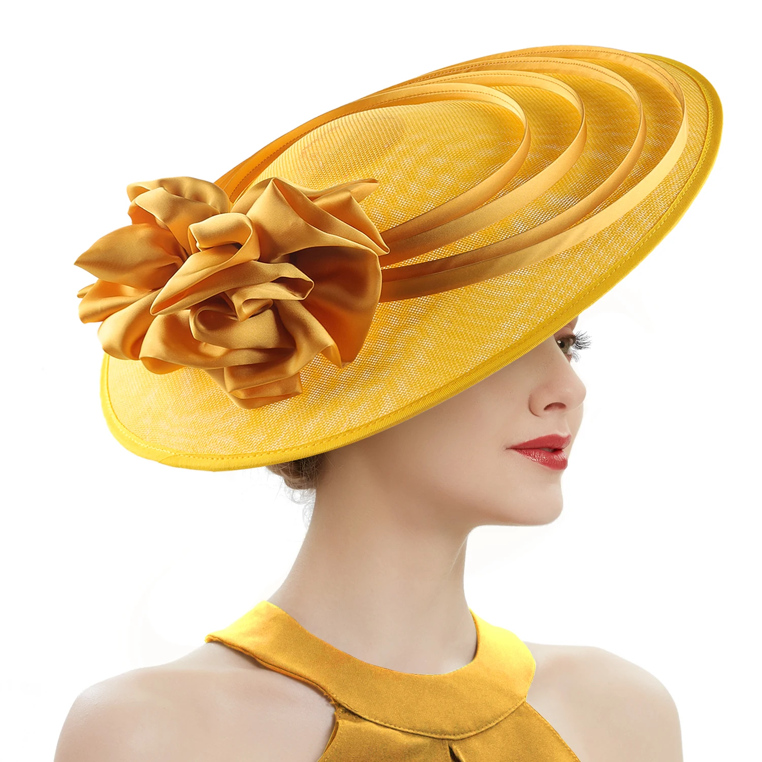 Fantazyjne boże narodzenie Sinamay Fascinator idealny kapelusz ślubny unikalny Derby kapelusz imprezowy modny top kapelusze kościelne panna młoda fascynatory kobieta