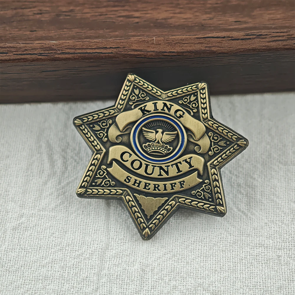 The W-Walking D-Dead Rick Grimes Metallbrosche King County Sheriff Abzeichen Siebenzackiger Stern Pin TV-Fans Cosplay Kostüm Requisite Geschenk – Detail 4