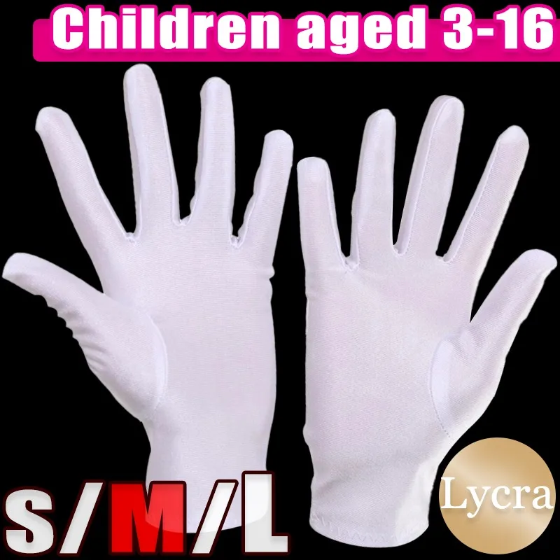 Satin Wedding Bridal Glove Stage Performance Music Conductor Gloves Young Boys Girls Lightweight Elastic Magic Etiquette Gloves