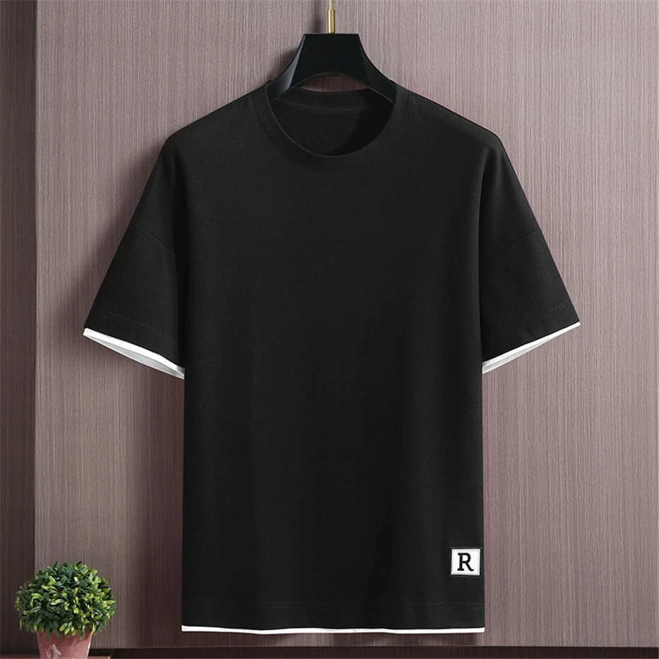 Men's Sets Summer Tracksuit Plus Size 10XL 11XL T-shirts Shorts Suits Male Big Size Summer Suits Black