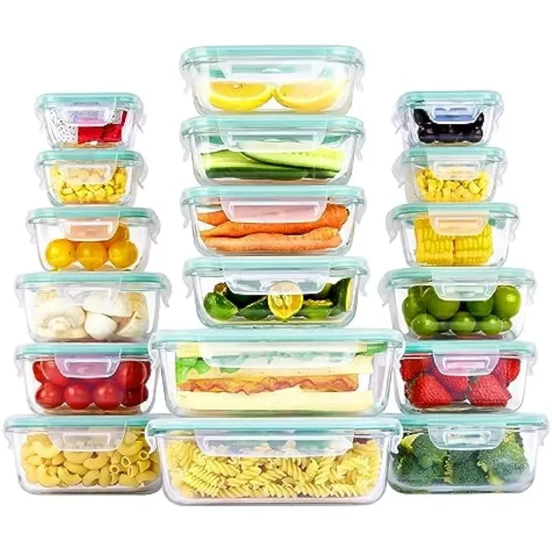 18Pack Glass Food Storage Containers with Lids, Meal Prep Containers, Airtight Lunch Containers Bento Boxes with Leak