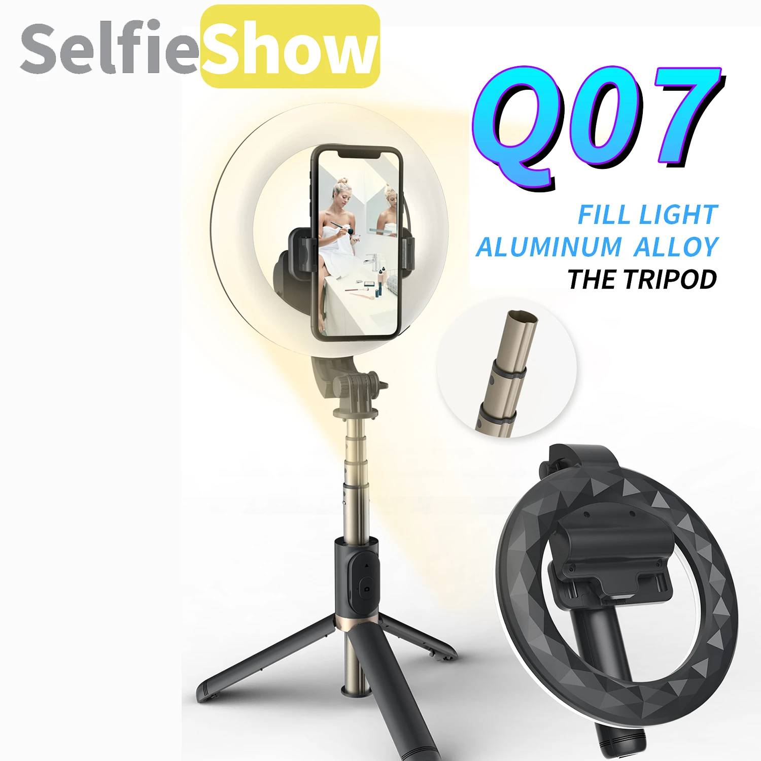 

Selfieshow Q07 Portable 6 Inch Tripod Selfie Stick Foldable Phone Stand Tripe Stabilizer Stand Holder for iOS Android Cellphone