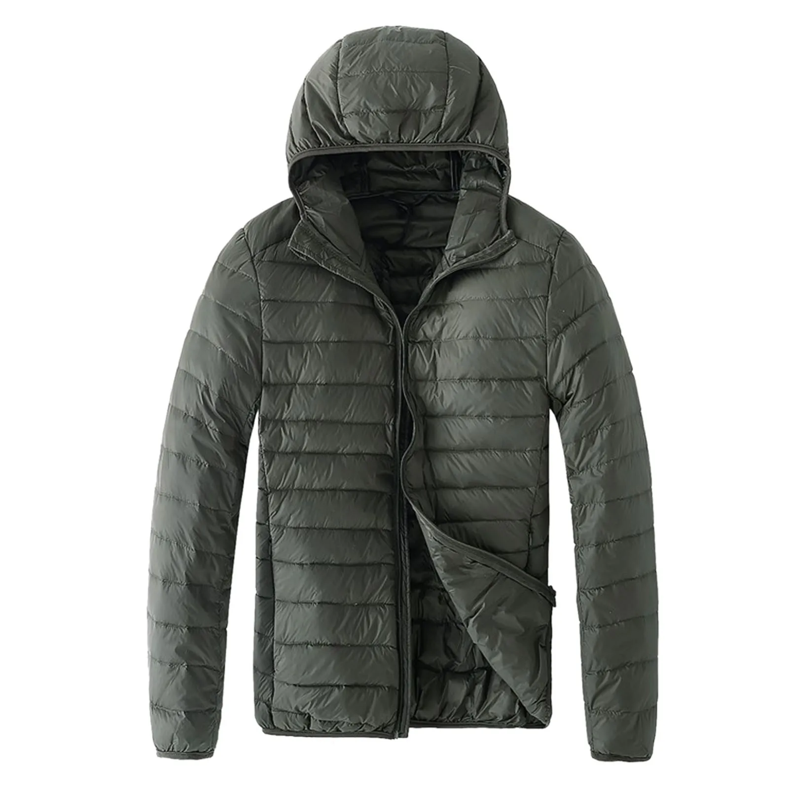 Men'S Casual Contrast Color Coat Collision Zipper Hooded Pocket Thick Puffer Coat For Man Wintert Warm Cotton Padded Down Jacket