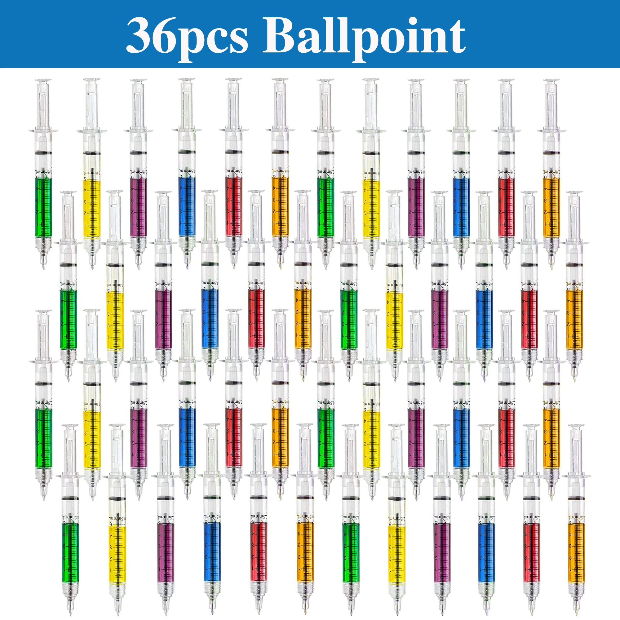 36pcs Multi Colors Novelty Syringe Gel Pen Peculiar Shape Ballpoint Pens Cute Stationery Pen for Doctor School Office Supplies