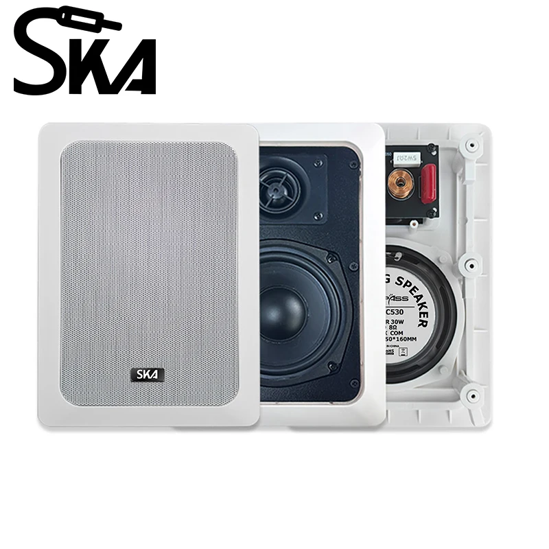 5-inch 60W embedded wall rectangular ceiling  ABS speaker wall mounted speaker home theater living room sound system residential