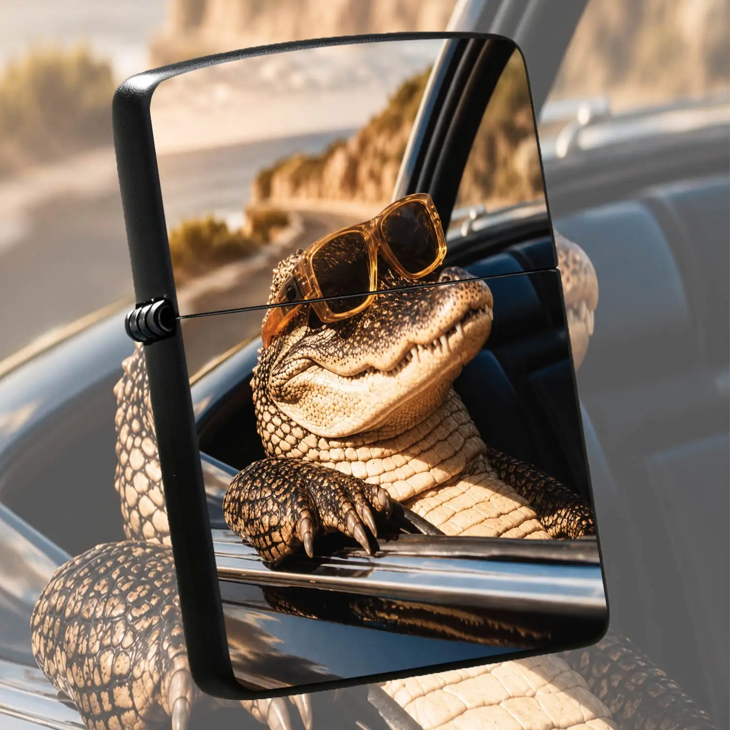 Creative Alligator Driving Sunglasses Lighter, Cool Coastal Road Trip Pattern Design Portable Decor, Unique Whimsy Gift For Friends Family, Versatile Daily Use Accessory For Travel Home Outdoor Scenes, Eye-Catching Styl A Humorous And Inter