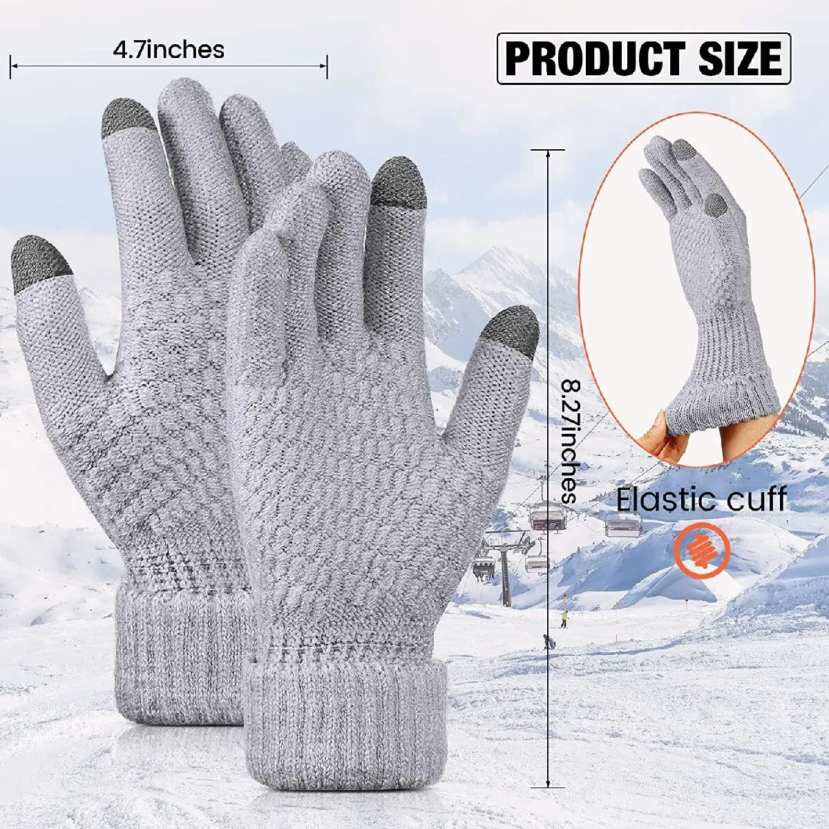Warm Winter Women Touch Screen Gloves Stretch Classical Knit Mittens Wool Full Finger Outdoor Cycling Driving Glove