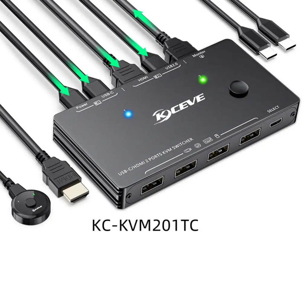 2 Port Usb-c Universal Practical Two-way Switcher For Computer Monitor Multiple Source New Type-c Kvm Switch Portable Durable