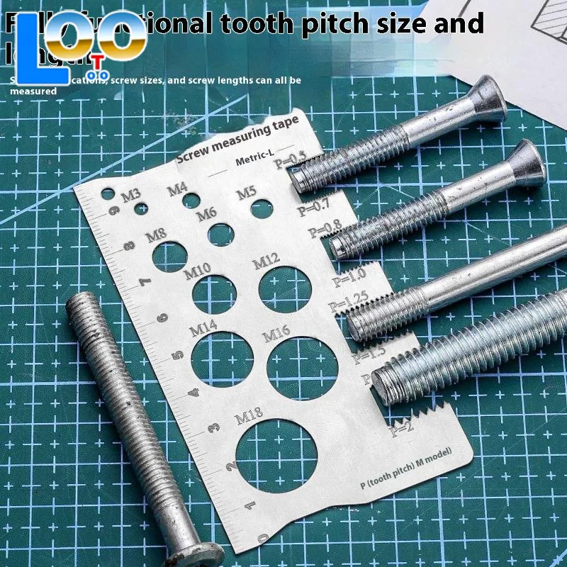 나사 스레드 피치 게이지 눈금자 측정 도구 볼트 너트 미터법 가공 스레드 나사 절단 게이지 각도 모델 측정