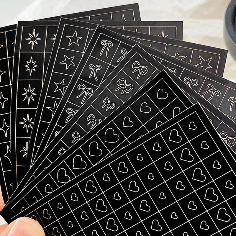 Pochoir aérographe pour ongles, motif cœur, nœud, étoiles, modèles d'autocollants creux pour pointes de manucure française, conception d'ongles