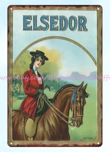 Elsedor Cigar Label Sidesaddle Woman on Horses metal tin sign buy art prints