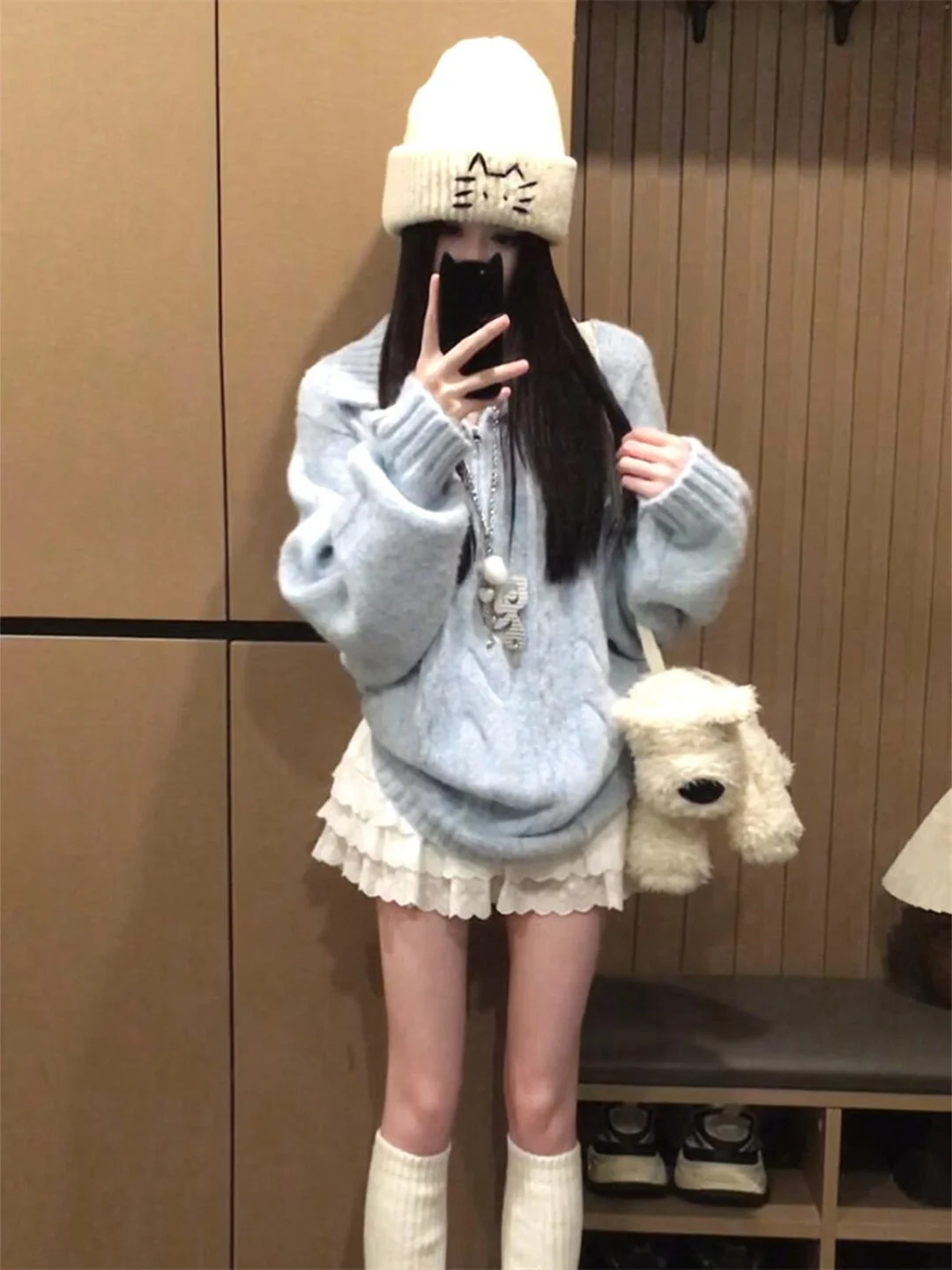 

Retro Korean Sle Women's Loose Knitted Sweater Casual College Sle Outerwear Spring Autumn Winter Slimming Lazy Sle