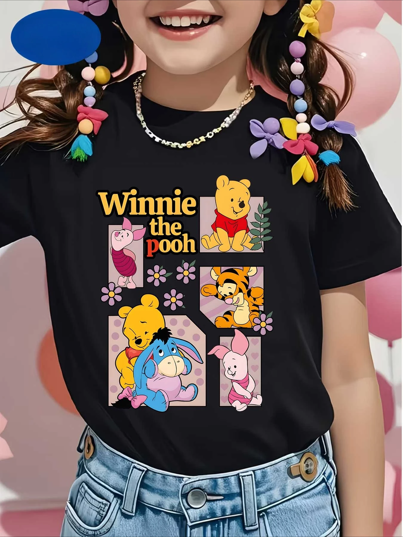 2026 Anime Character Winnie The Pooh Short Sleeved Shirt, Cotton Short Sleeved Streetwear, Fashionable Children's mom T-shirt view 3