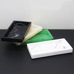 Household Storage Tray Marble Resin Tray for Bathroom Rectangular Jewelry Storage Tray Kitchen Dish Storage Plates