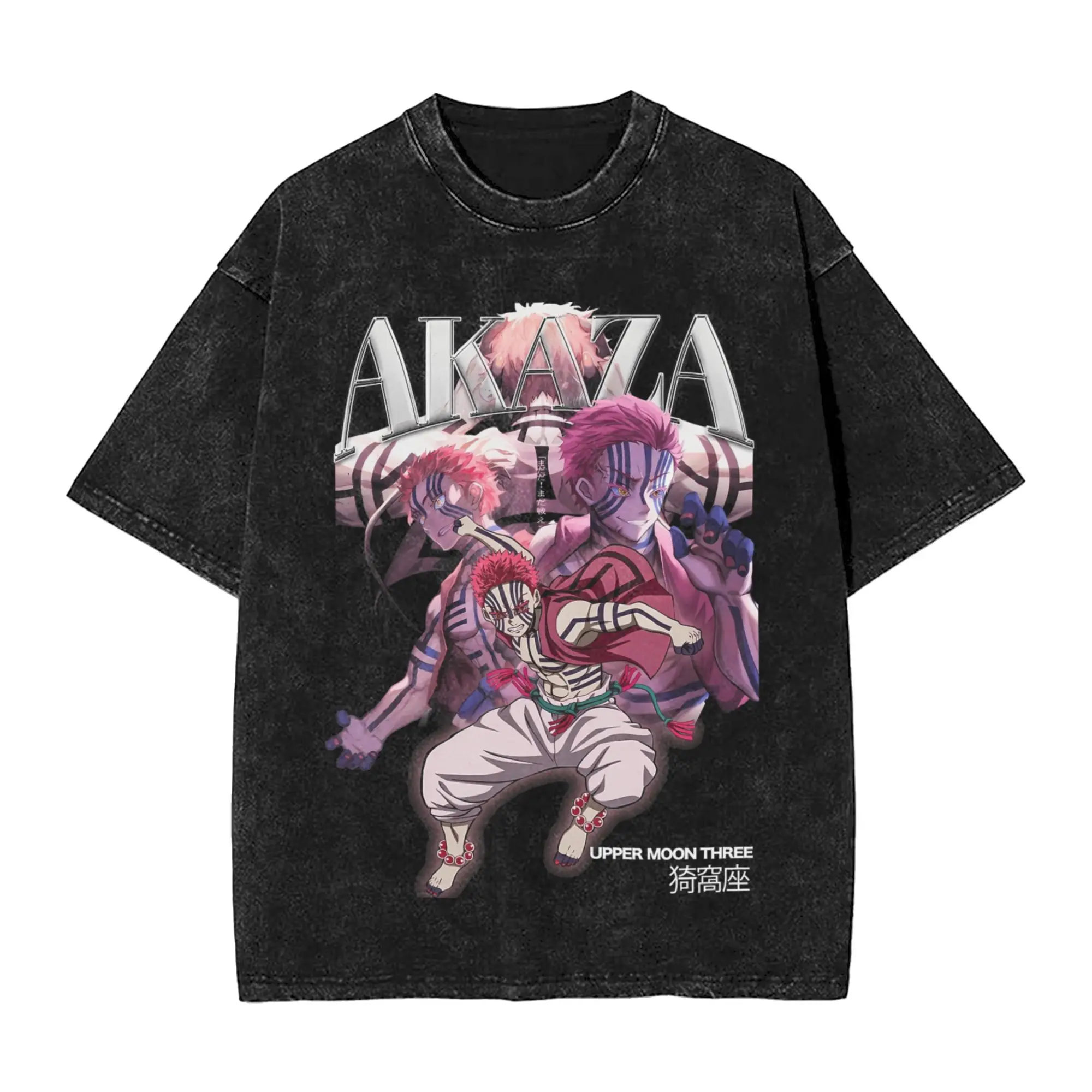 

Аниме Demon Slayer Akaza Washed футболка уличная одежда хип-хоп новые футболки футболка для мужчин женщин с коротким рукавом оверсайз