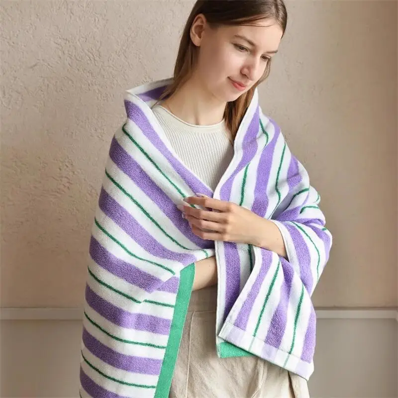 Geometric Striped Rhombuses Cotton Towels Soft Absorbent Face Towel Combed Long Staple Kids Hands Towel Adult Bath Household To