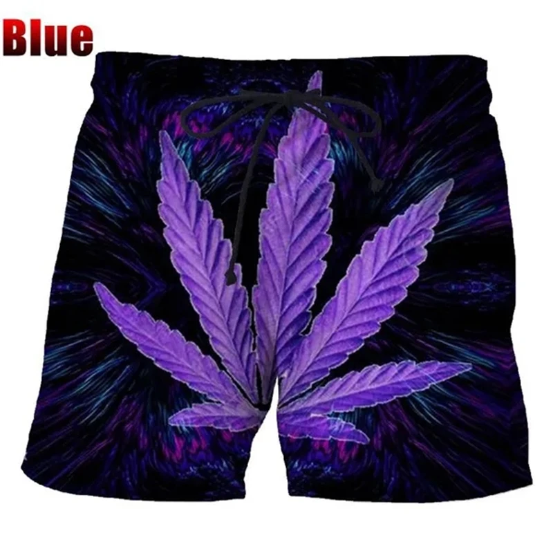 Summer New Cool 3d Weeds Green Leaves Print Shorts Men\'s Fashion Casual Shorts Sports Beach Shorts Ropa Hombre Swimsuit Trunks