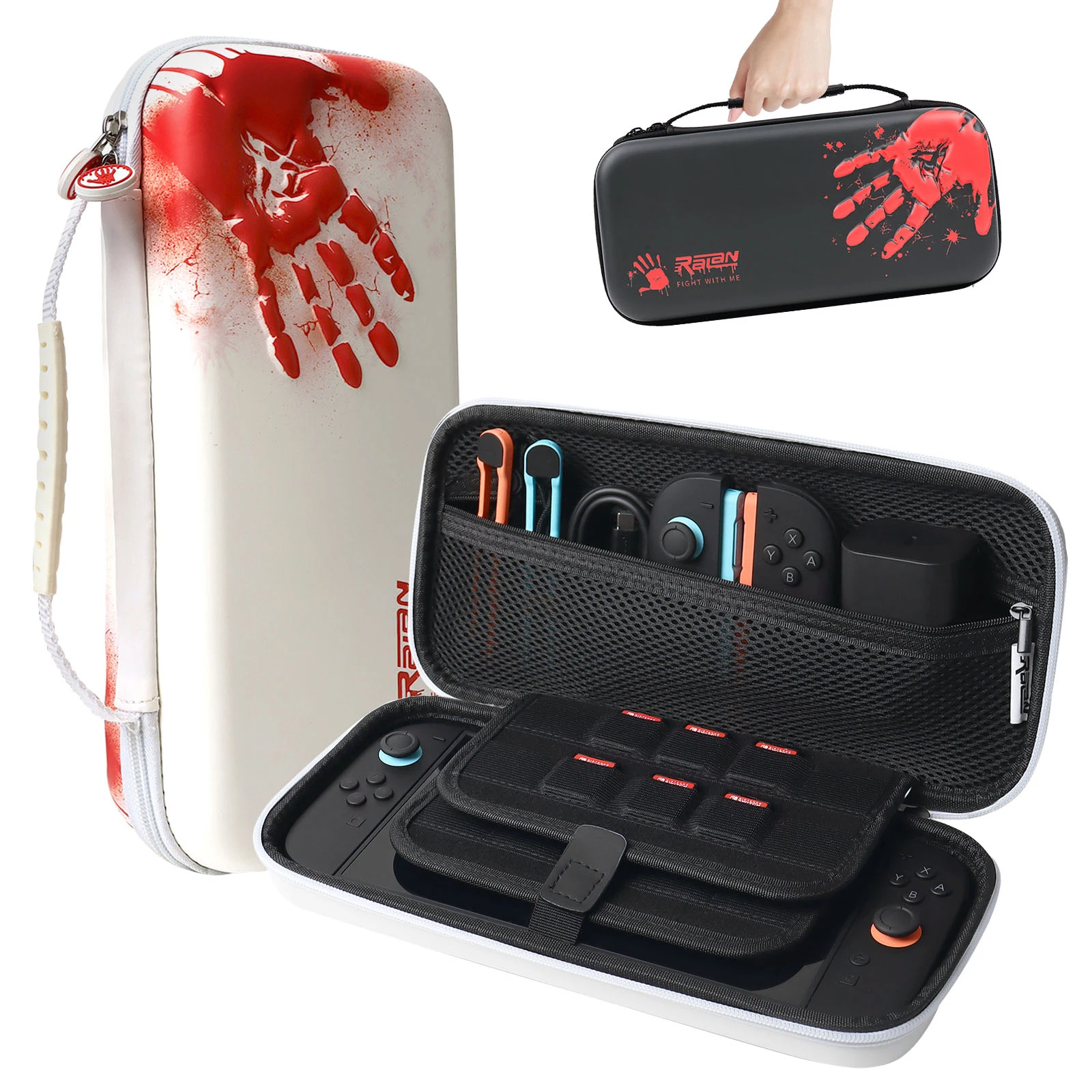 Travel Carrying Case for Switch 2 Handprint torage Bag Protective Bag Pouch With Game Card Slot PU Protective Case For Switch 2