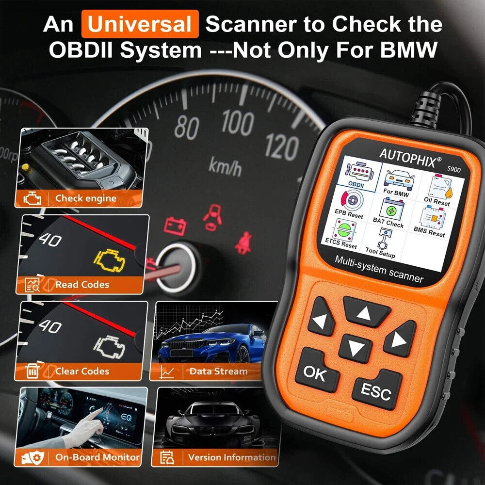 Autophix 5900 For BMW Full System Diagnostic OBD2 Scanner Battery ABS EPB BAT OIL Reset Diagnostic Tool Code Reader