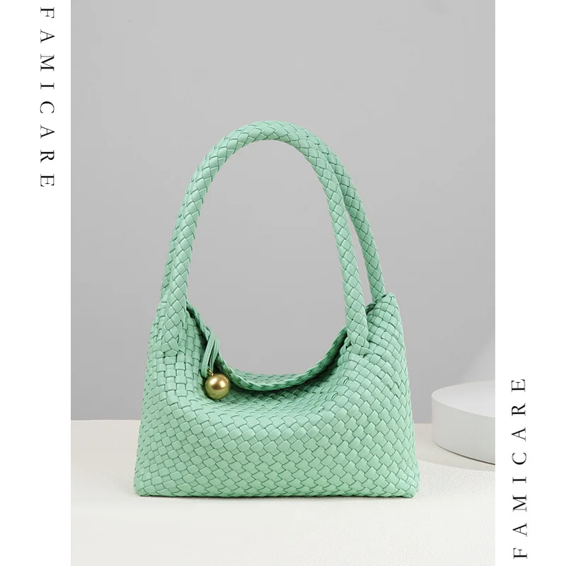 

Wholesale Women Woven Handbag PU Vegan Leather Handheld Tote Bag Commuter Minimalist Fashionable Knitting Underarm Shoulder Bag