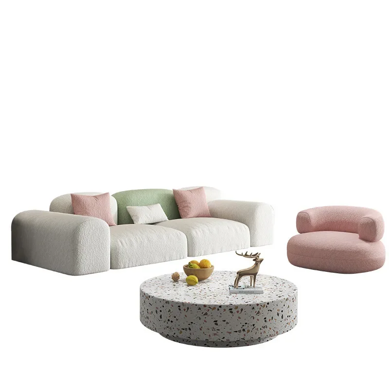 

Internet celebrity pebble sofa, cream style living room, small apartment, special-shaped design fabric sofa