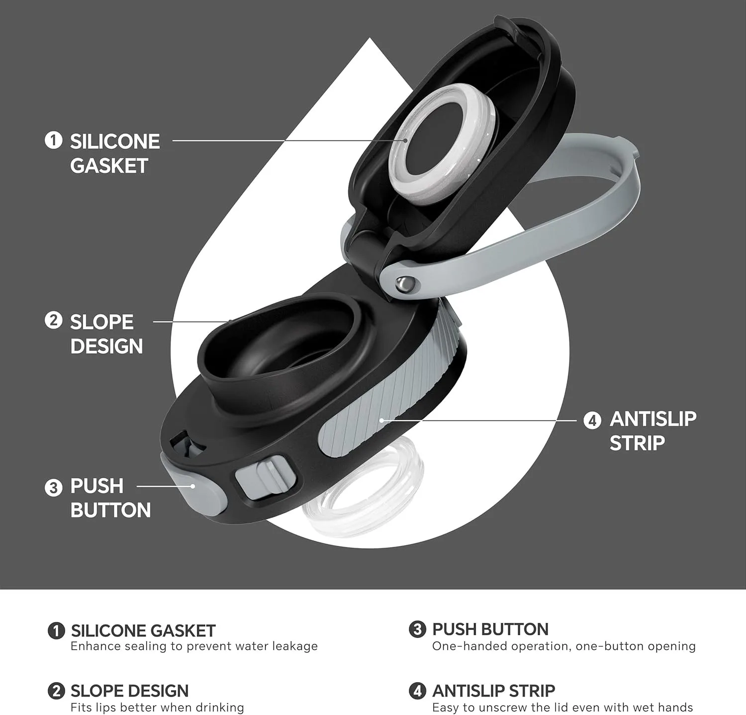 Бутылка для воды ideus из нержавеющей стали 390 мл, изолированная чашка, запираемая, герметичная, подходит для путешествий и активного отдыха.