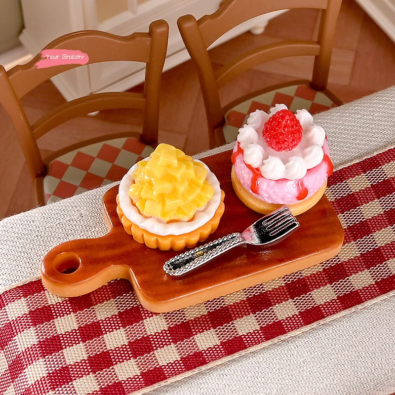 2 unids/set de pastel en miniatura, modelo de postre para casa de muñecas, decoración de cocina, accesorios para casa de muñecas, juguetes de comida para juego de imitación