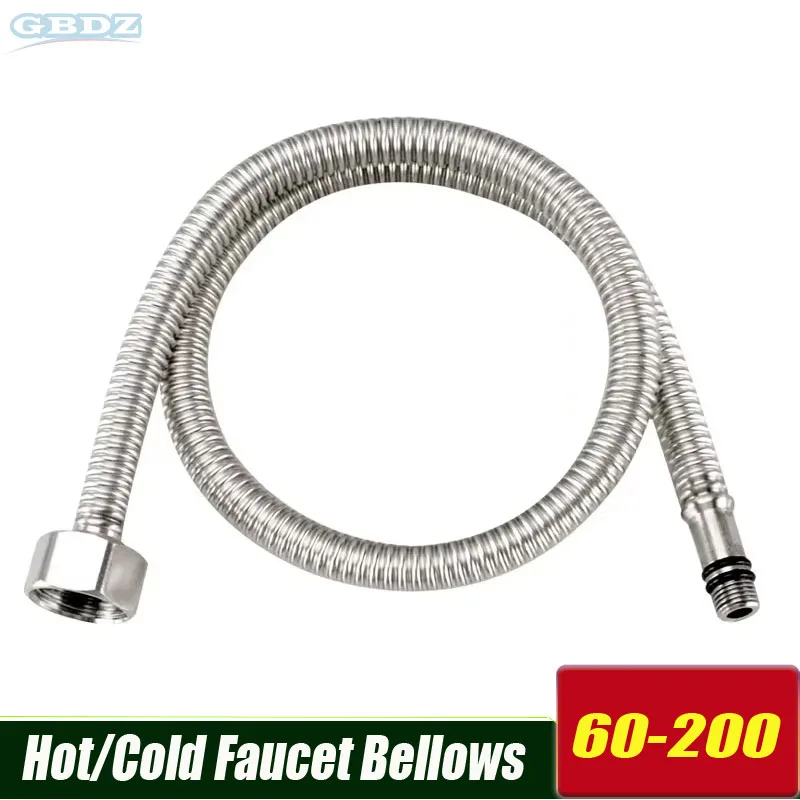 60-200cm Bellow Shower Hose Female 1/2＂Universal Interface 304Stainless Steel Kitchen Bathroom Faucet Hot/Cold Tap Connect Pipe
