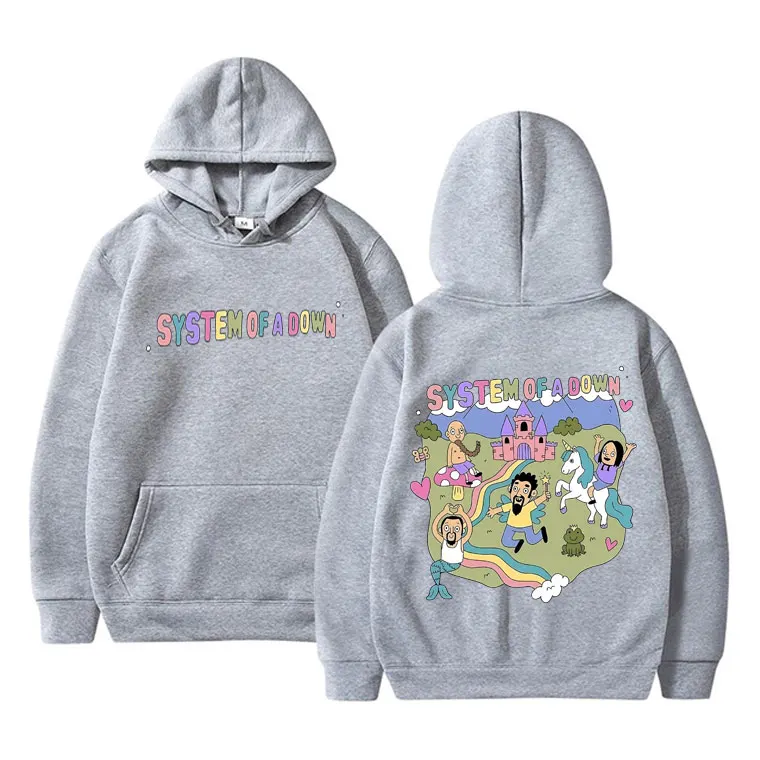 Vintage système d'un sweat à capuche en duvet hommes femmes polaire coton haute qualité sweats à capuche haut mâle groupe de musique Rock dessin animé graphique sweat