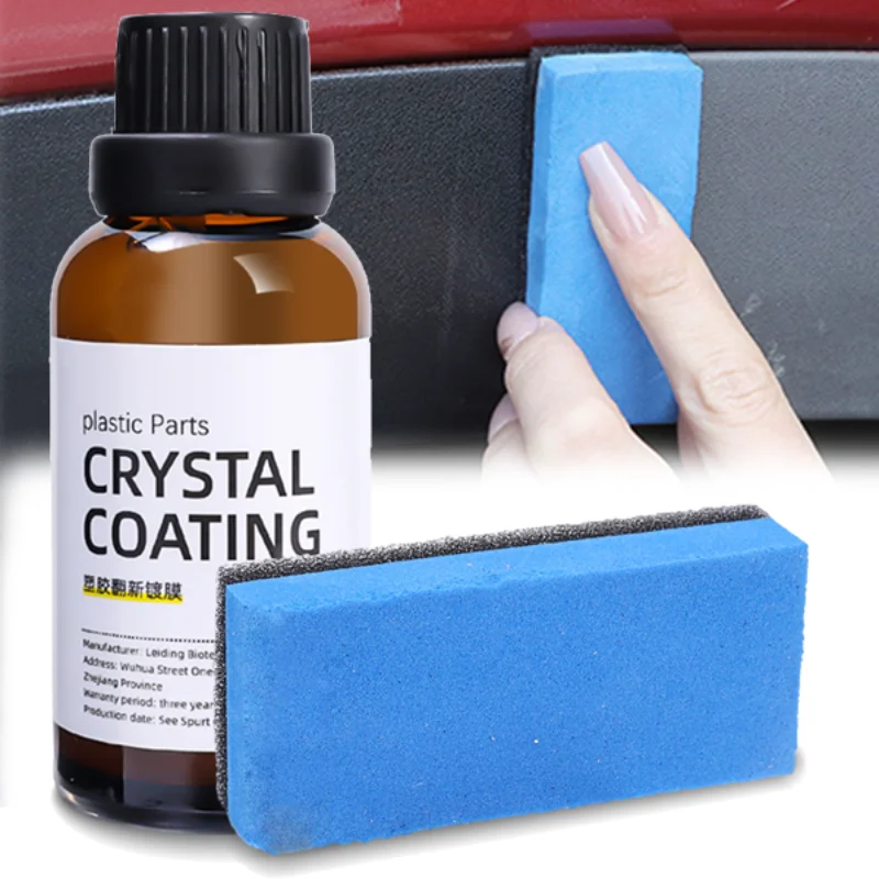 30MLPlastic Refurbishing Coating Agent for Car Interior Dashboard Panel Leather Renovated Wax Coating Agent with Wiping Board