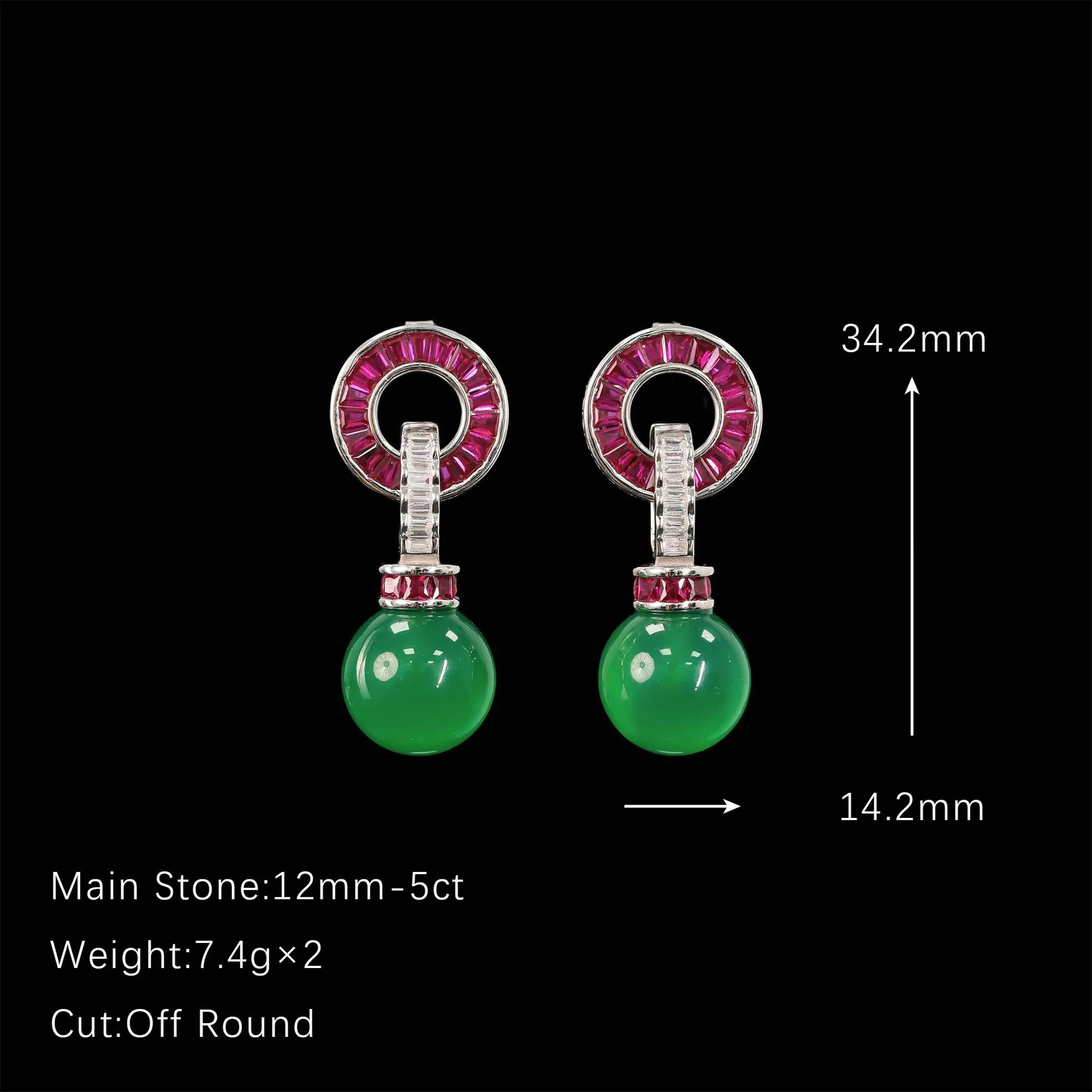 Yaranyan Vitnage 925 Sterling Silver Natural Jade High Carbon Diamond Gemstone Drop Dangle Earrings Jewelry Anniversary Gifts