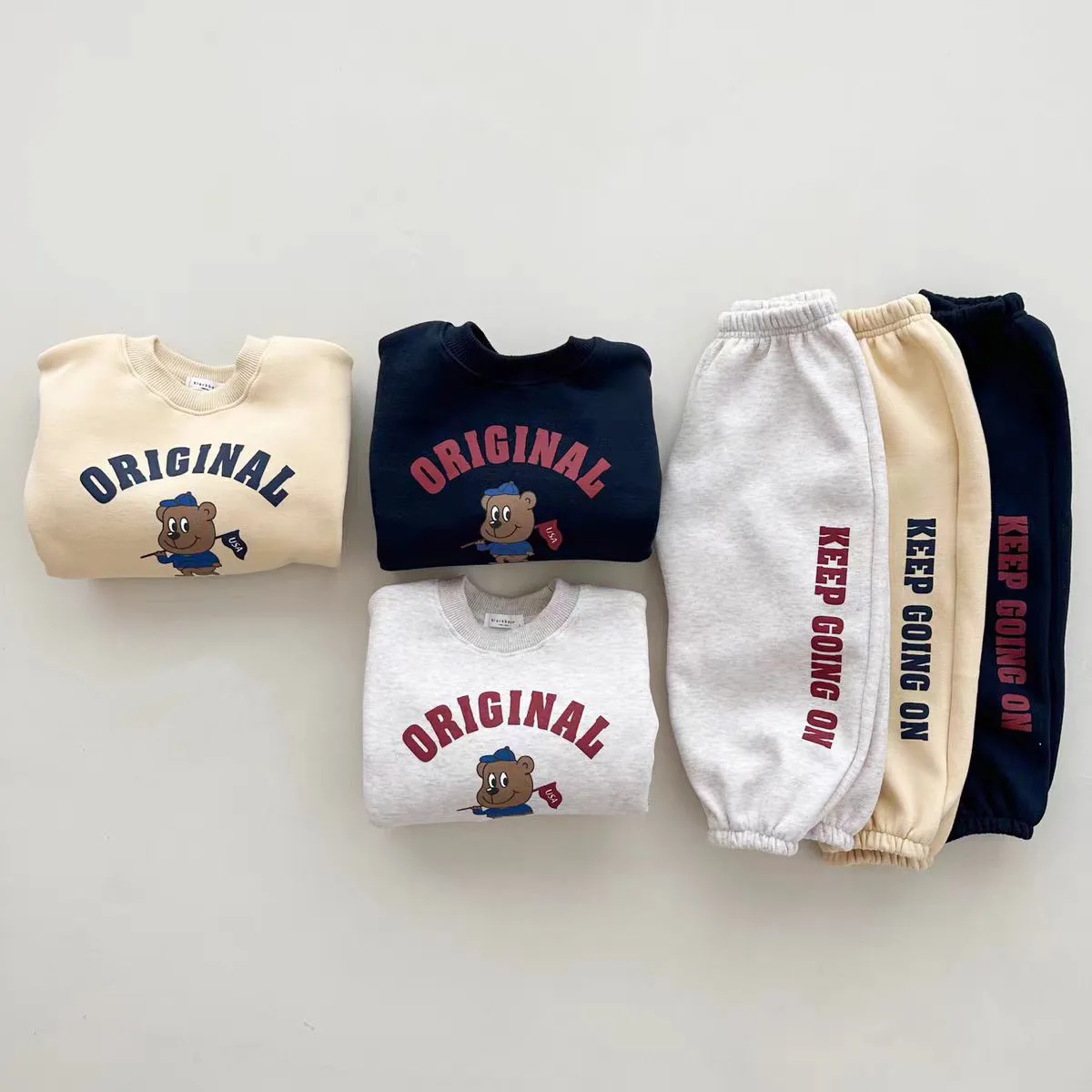 Ensemble de vêtements à manches longues pour bébé garçon et fille, sweat-shirt et pantalon avec lettres de dessin animé, tenues décontractées pour