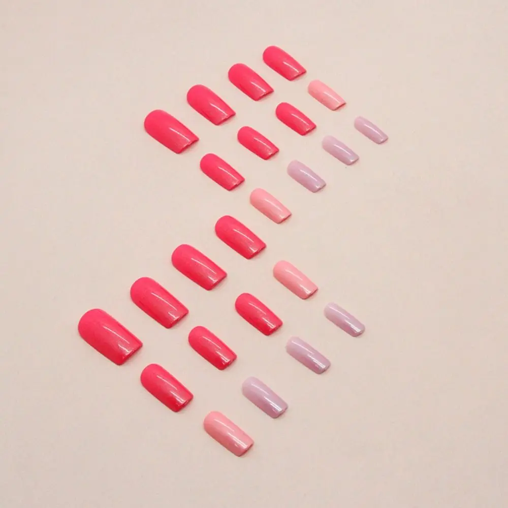 Nouveau Faux ongles carrés longs français couverture complète presse sur les ongles détachables Aurora couleur pêche ongles conseils bricolage