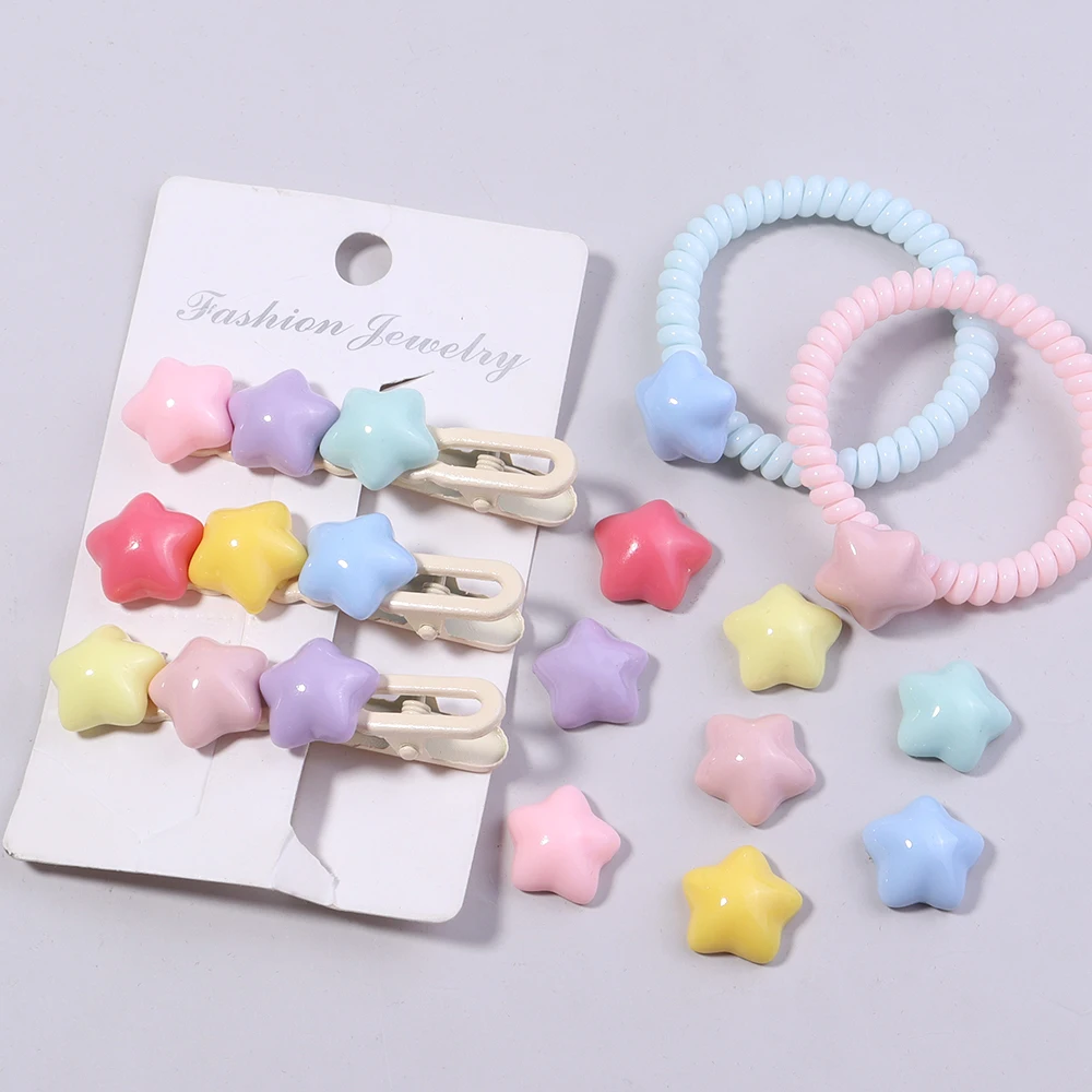 50pcs/lot Colorful Resin Star Patches Flat Back Stars Beads For Jewelry Making DIY Girls Hair Clips Headwear Accessories