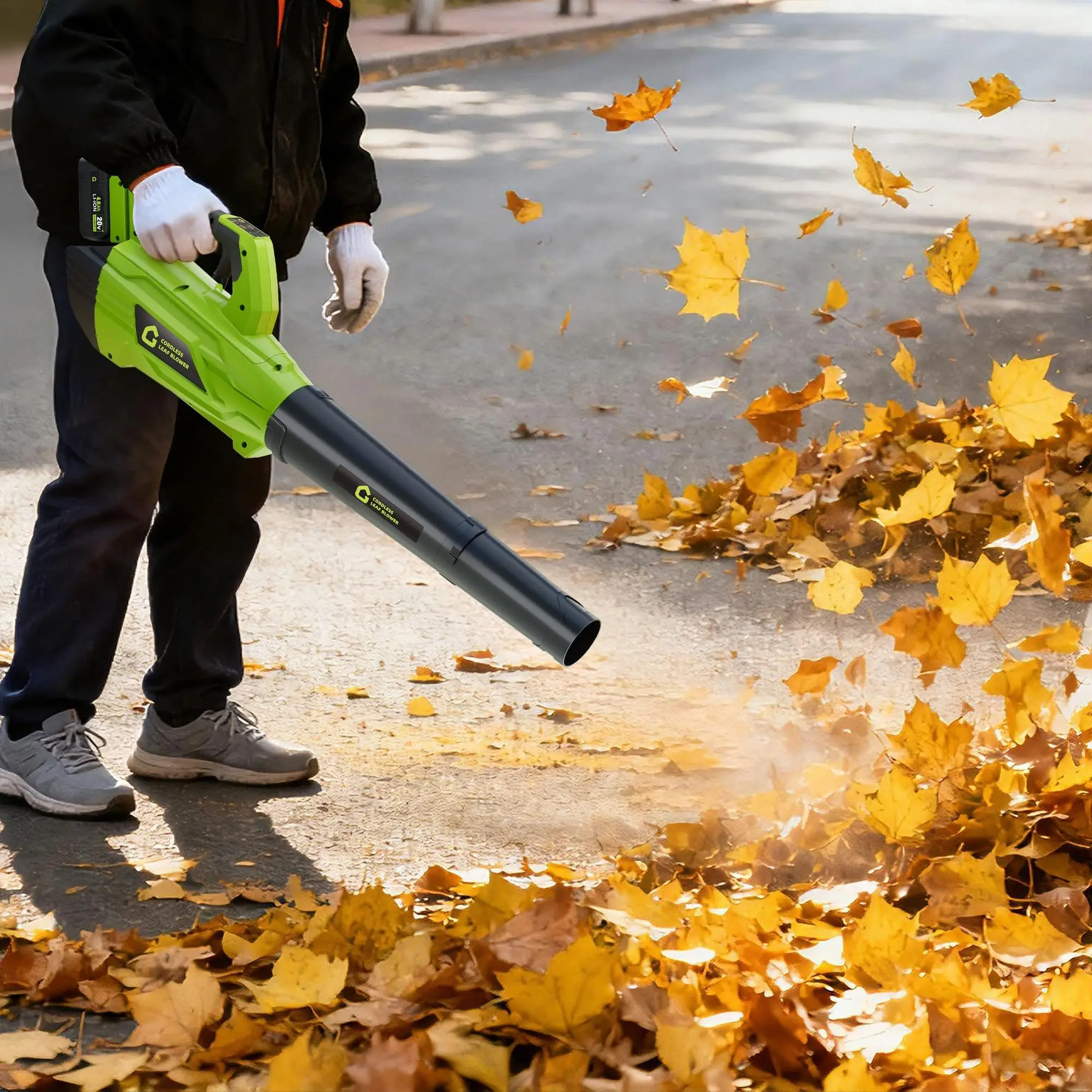20V Cordless Leaf Blower 700CFM 250MPH Brushless Handheld Blower With 4.0Ah Battery Fast Charger, 2-Speed For Lawn Yard Debris
