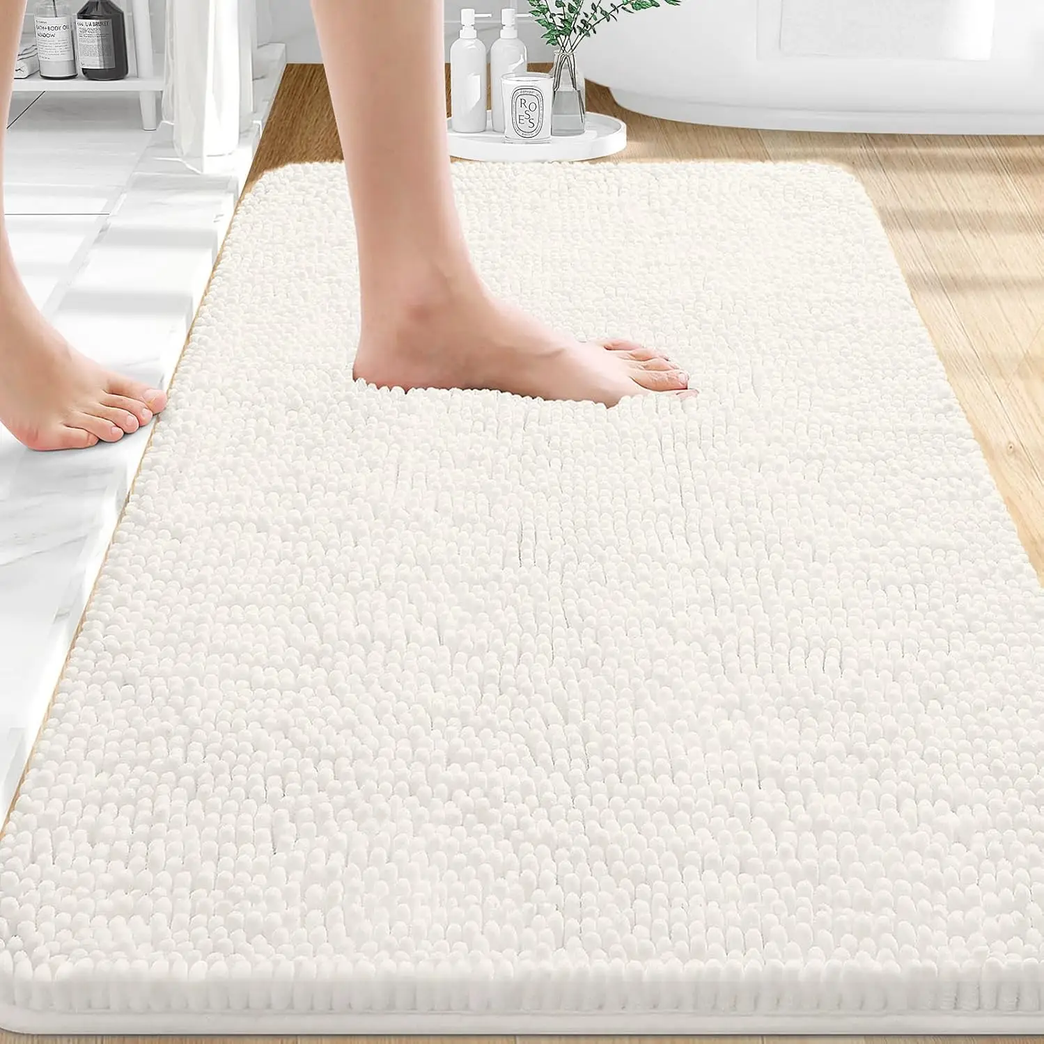 

Extra Soft Absorbent Chenille Bath Rugs, Rubber Backing Quick Dry, Machine Washable Bath Mats for Bathroom Floor, Tub and Shower