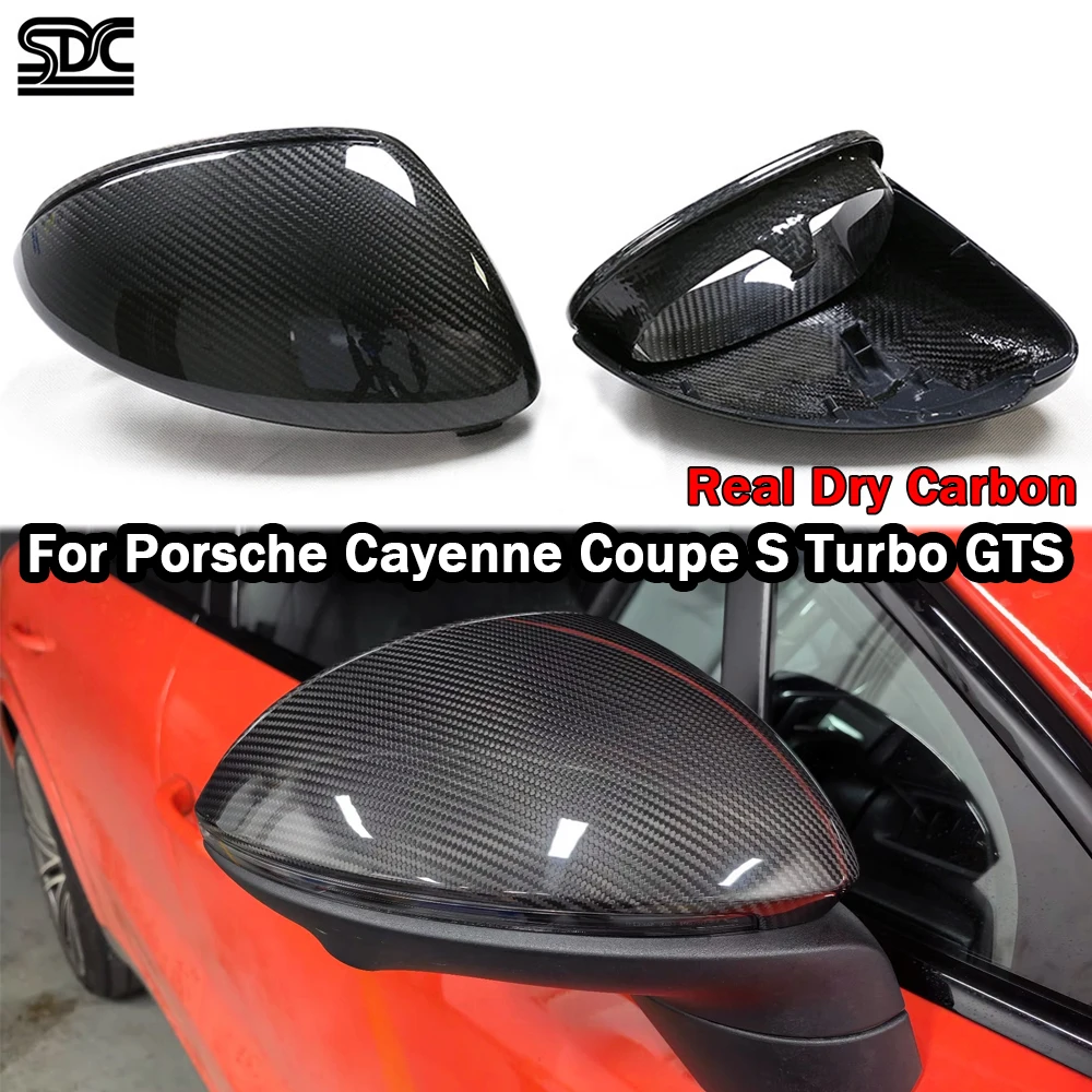 For Porsche Cayenne S Coupe Turbo GT E-Hybrid Macan EV Real Dry Carbon Mirrors Replace Exterior Side Mirror Covers Caps LHD RHD