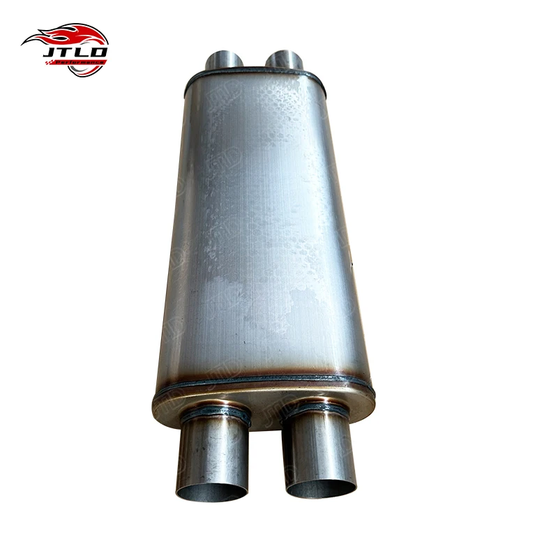 JT11568 Universal 409SS Exhaust Muffler, 3in Center Inlet & Dual 2.5in Center Outlets, Straight-Through Performance Design