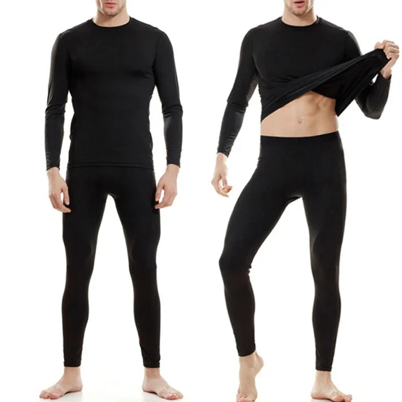 1pcs Men\'s Long-sleeved Thermal Underwear Male Tight Fitting Fast Dry Elastic Fitness Suit Set Man Autumn Winter Sprots Wear