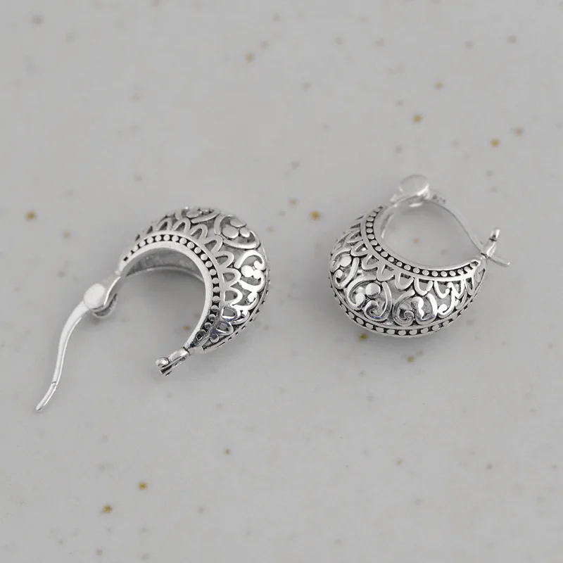 S925 Sterling Silver Clips Earrings for Women Lover  Hollow Eternal Rattan Basket Ear Clips Pure Argentum Jewelry Wholesale