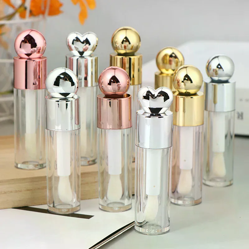 2.5/6 مللي أنبوب مينا الشفاه على شكل قلب مع سلسلة مفاتيح وقضيب فرشاة أنبوب ملمع الشفاه زجاجة فارغة حاوية الشفاه الصقيل أداة ماكياج #1