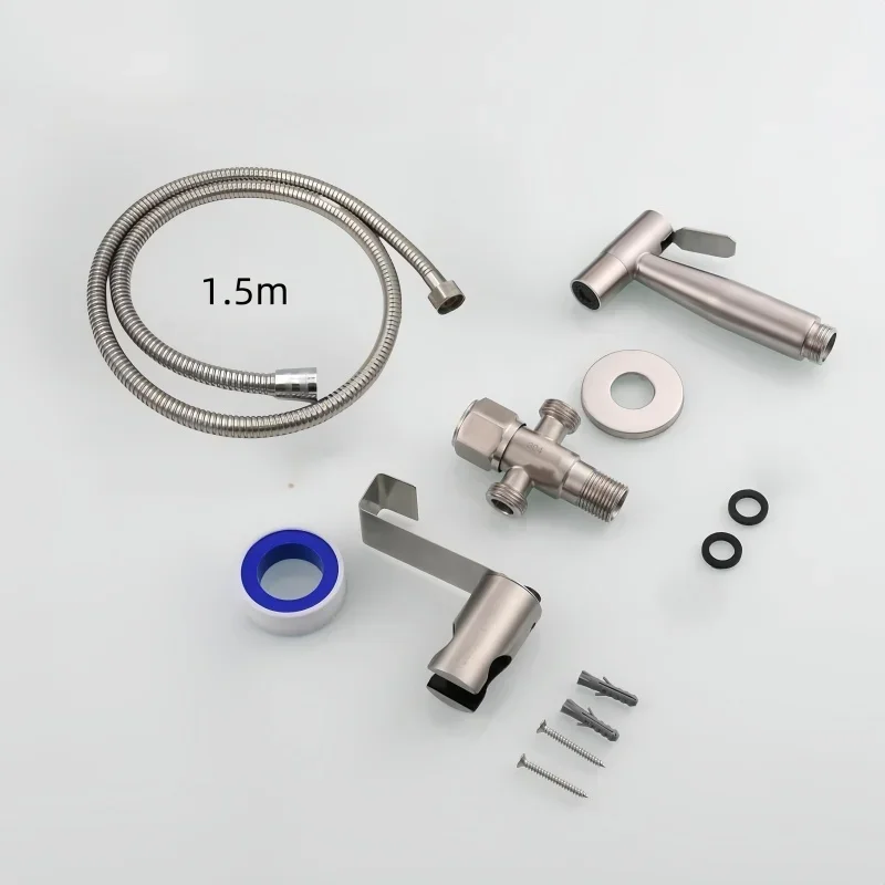 Stainless steel Bidet , toilet kit, portable faucet with stand, 3/8adapter,  toilet hose Used for personal and bathroom cleaning